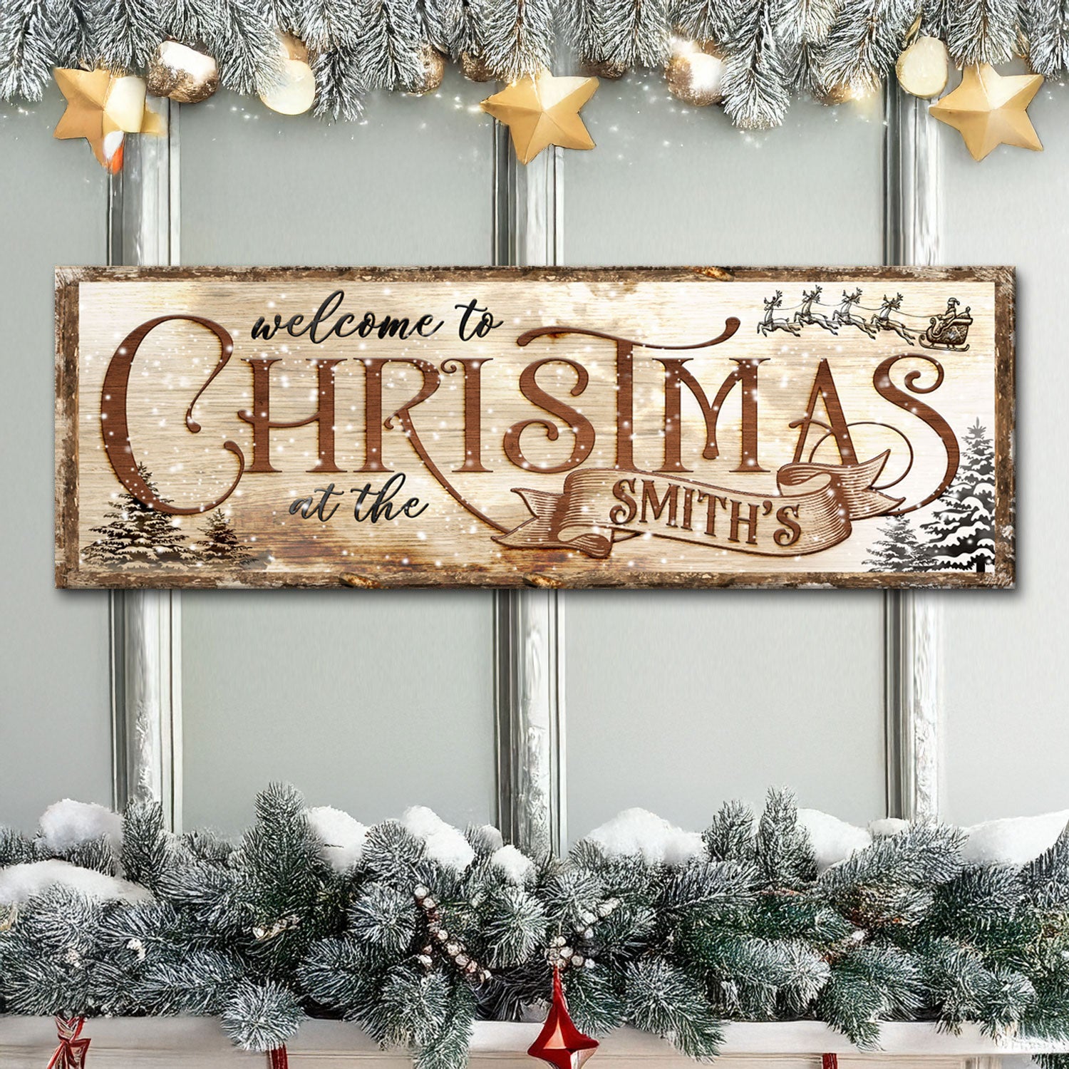 Family Welcome To Christmas Sign - Image by Tailored Canvases