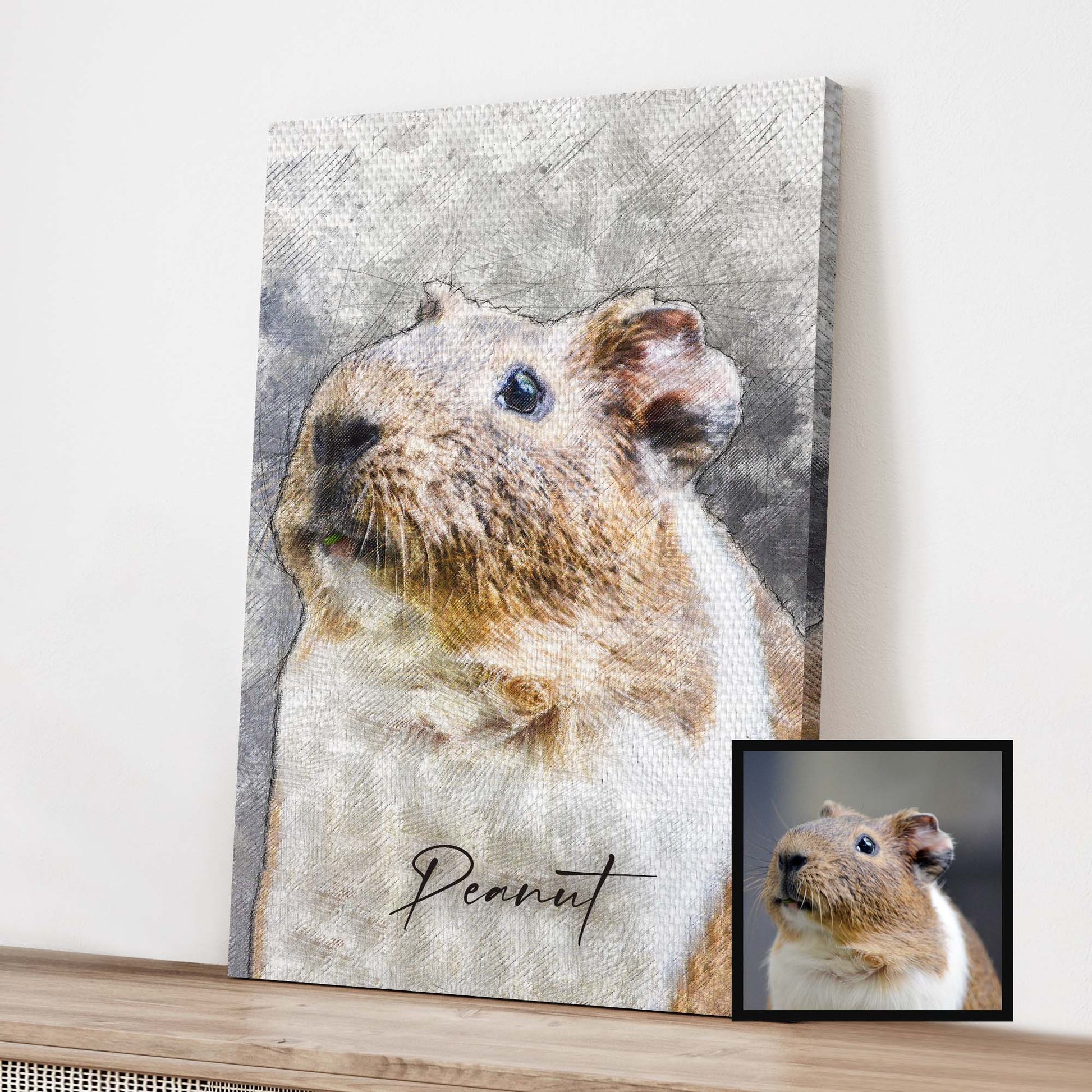 Hamster Pencil Sketch Sign Style 2 - Image by Tailored Canvases