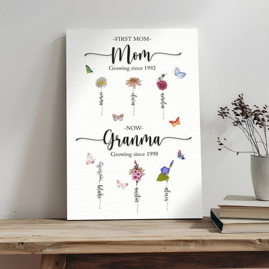 Mother's Day Sign Kids Birth Flowers