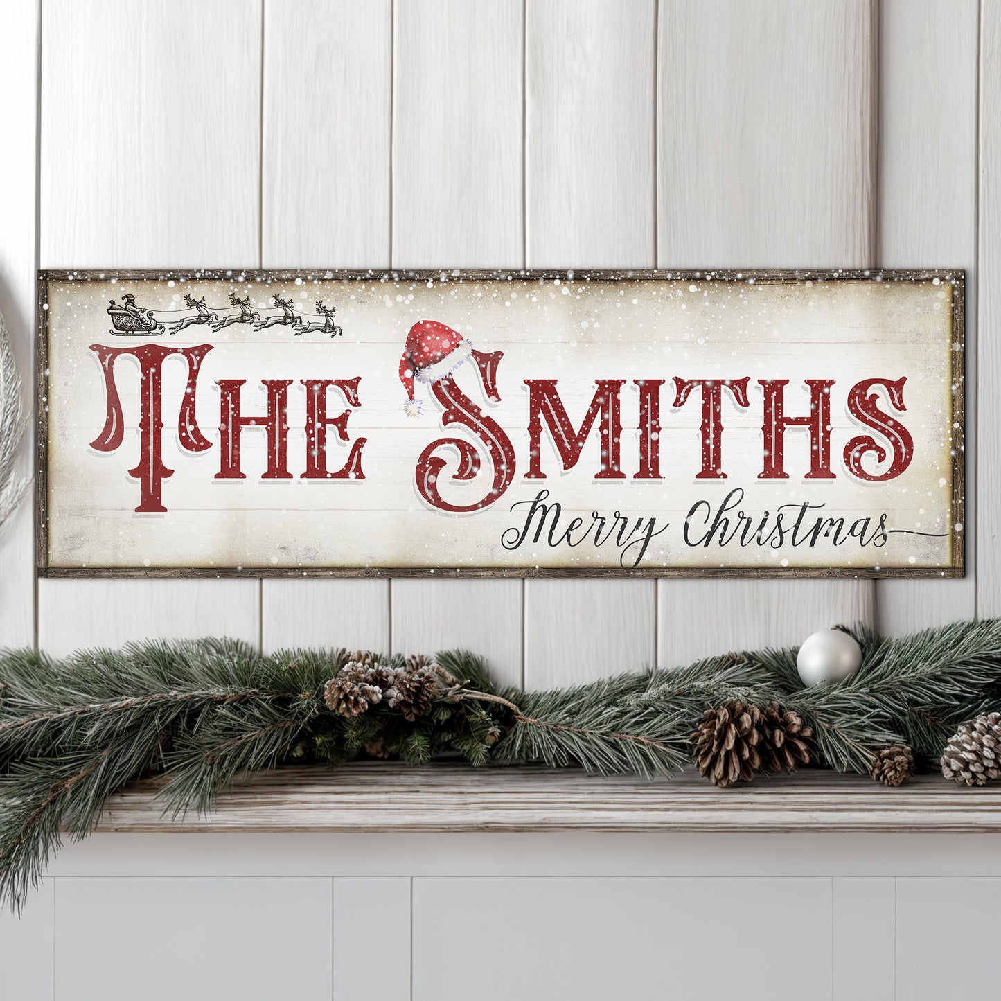 Christmas Family Name Sign IV