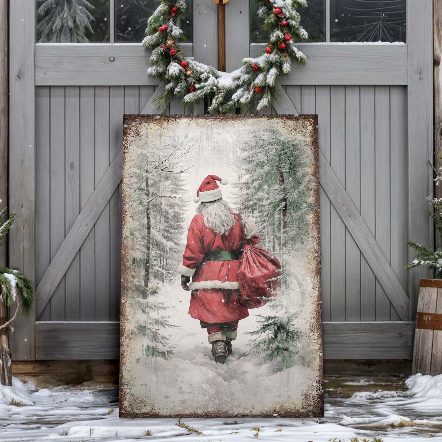 Vintage Christmas Santa Claus Wall Art V