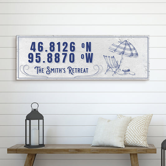 House Retreat Coordinates Sign - Image by Tailored Canvases