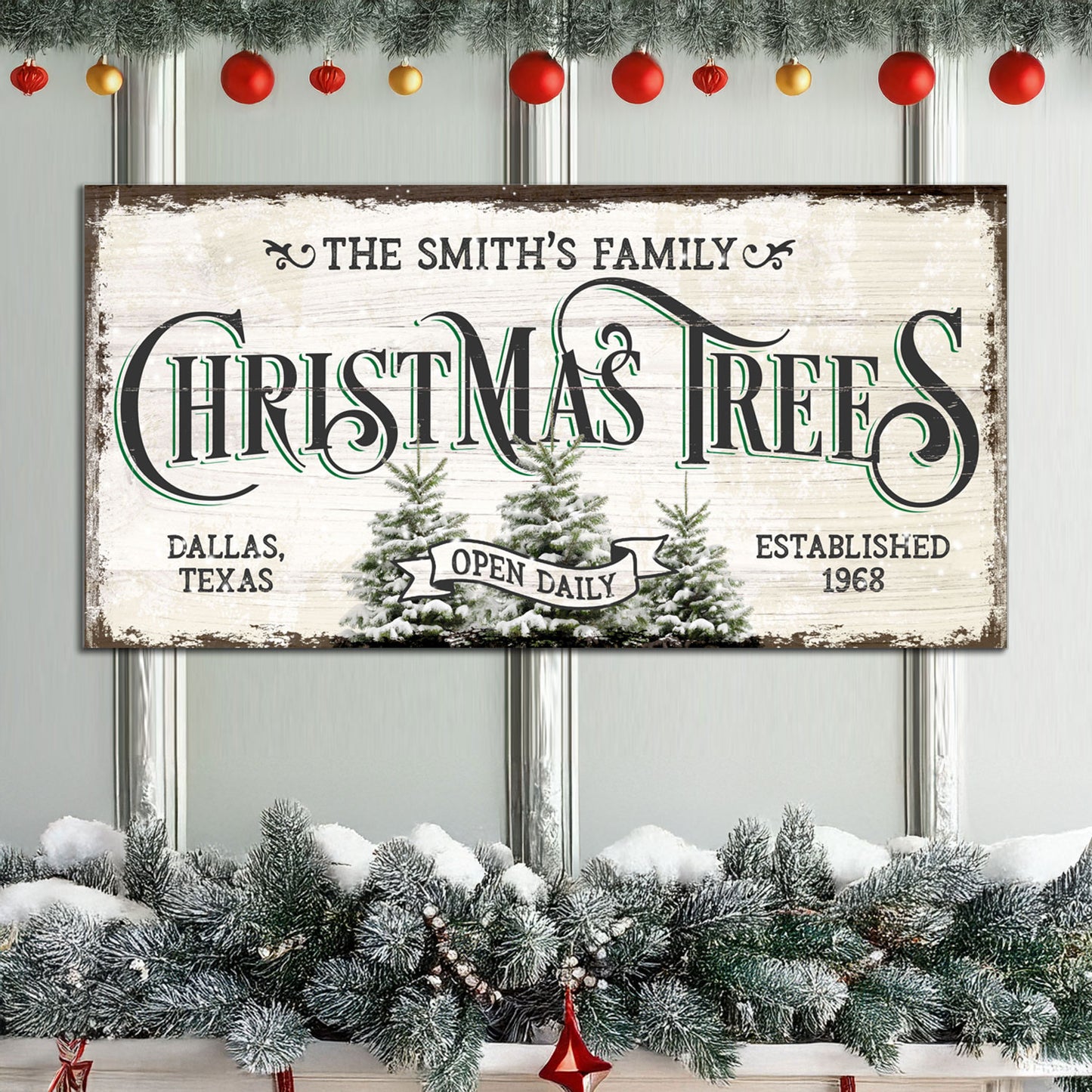 Family Christmas Tree Farm Sign- Image by Tailored Canvases