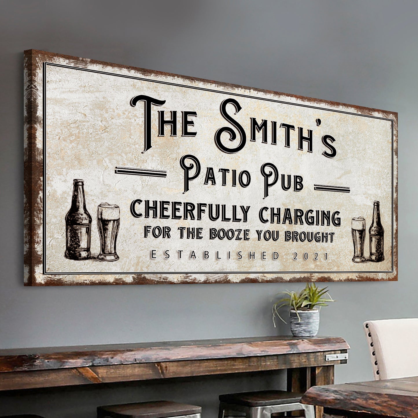 Patio Pub Cheerfully Charging For The Booze You Brought Sign  - Image by Tailored Canvases