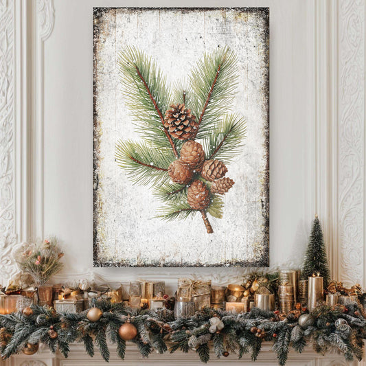 Vintage Winter Pine Cone Christmas Wall Art IV | Image by Tailored Canvases