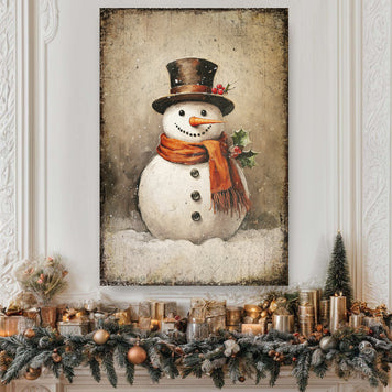 Vintage Snowman Christmas Wall Art IV