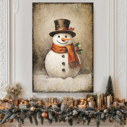Vintage Snowman Christmas Wall Art IV | Image by Tailored Canvases