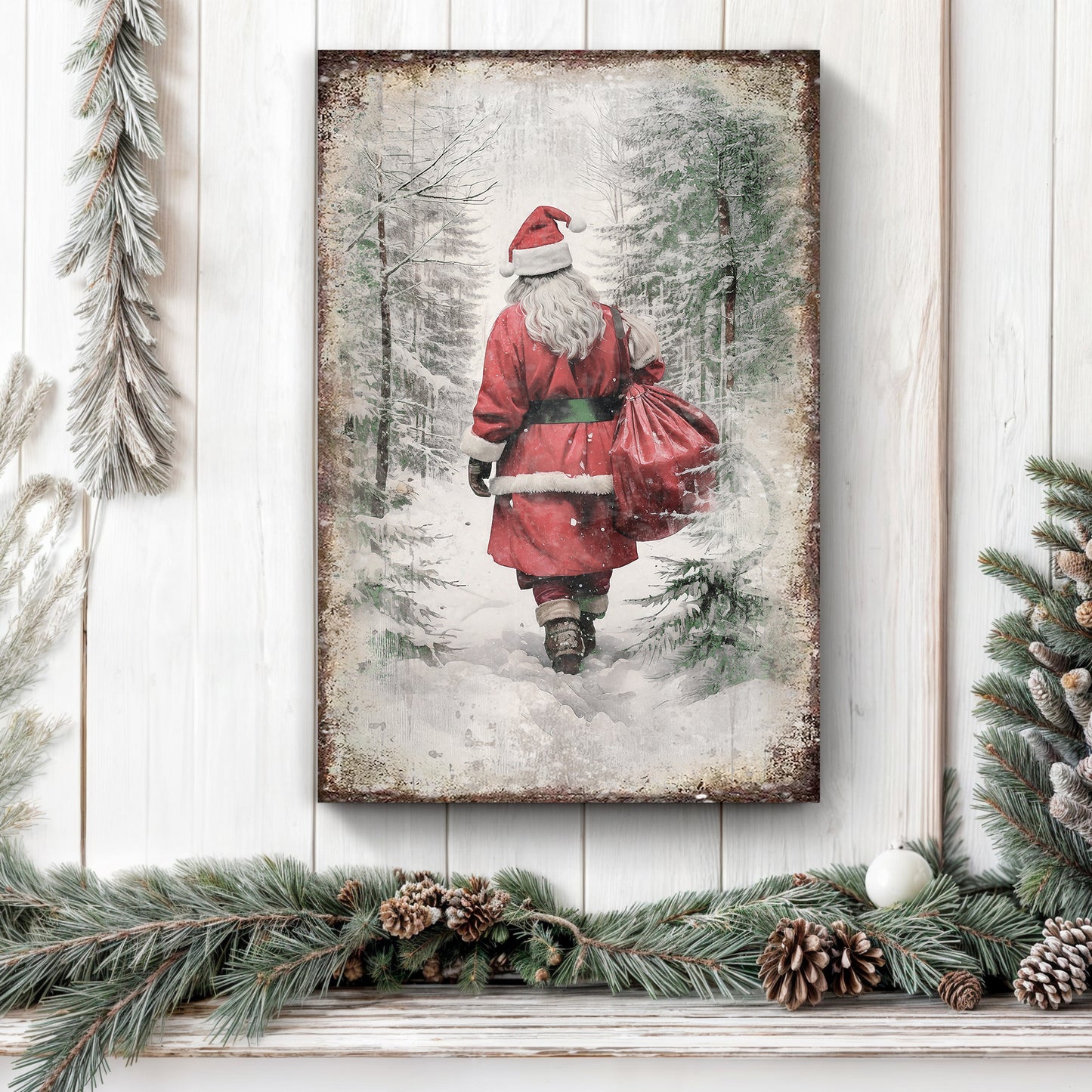 Vintage Christmas Santa Claus Wall Art V