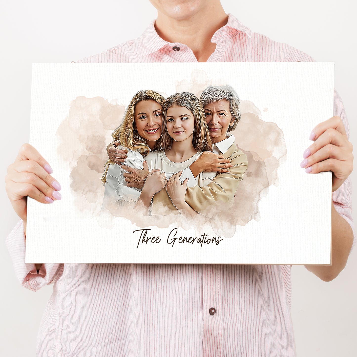 Mother's Day Watercolor Family Portrait Sign