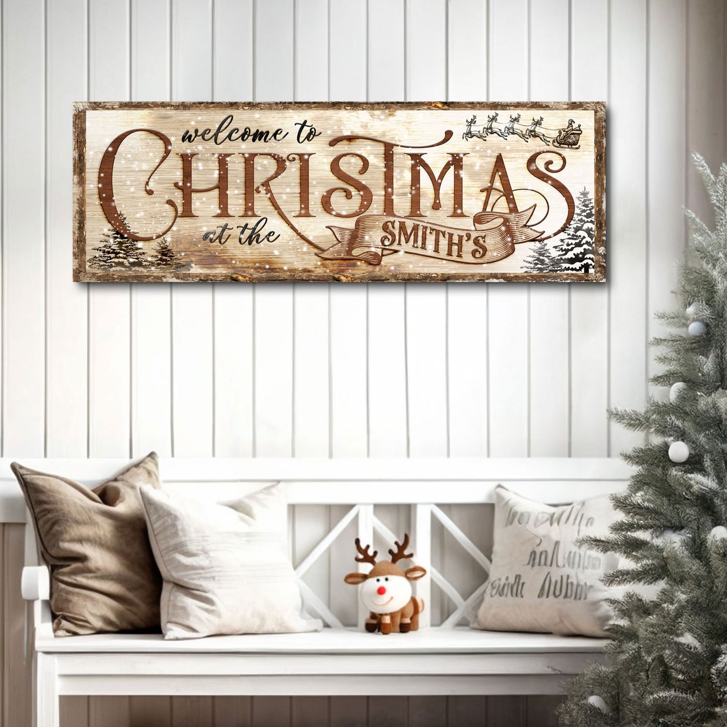 Family Welcome To Christmas Sign - Image by Tailored Canvases