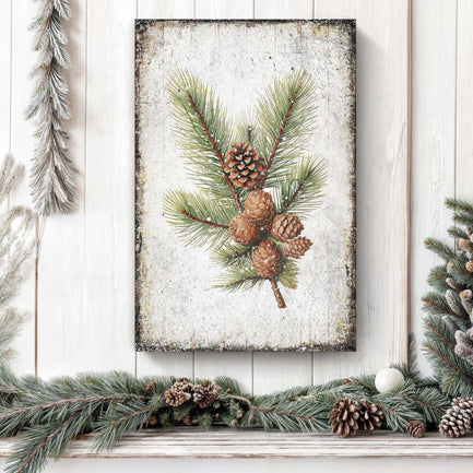 Vintage Winter Pine Cone Christmas Wall Art IV | Image by Tailored Canvases