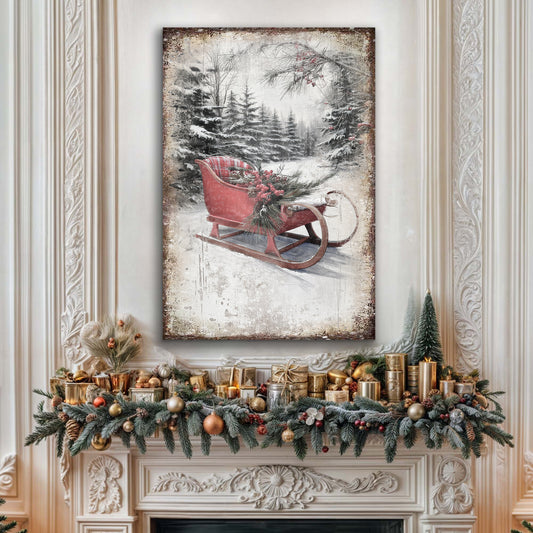 Vintage Christmas Sledge Wall Art
