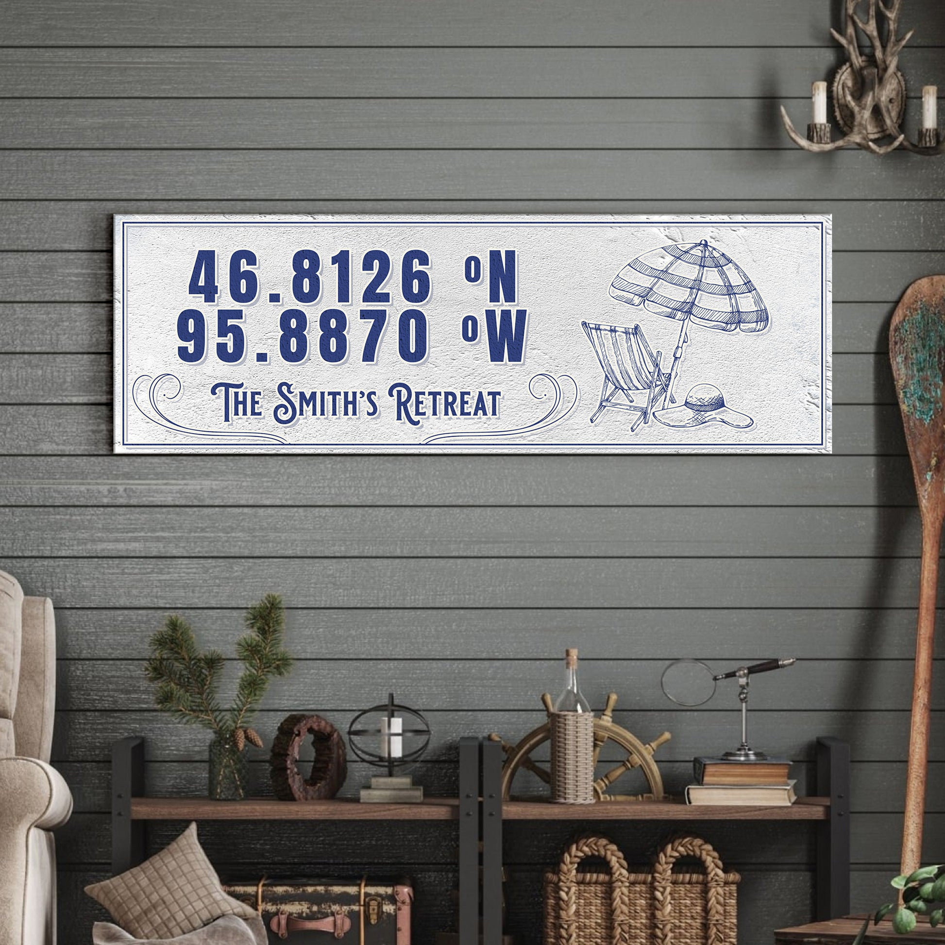 House Retreat Coordinates Sign - Image by Tailored Canvases