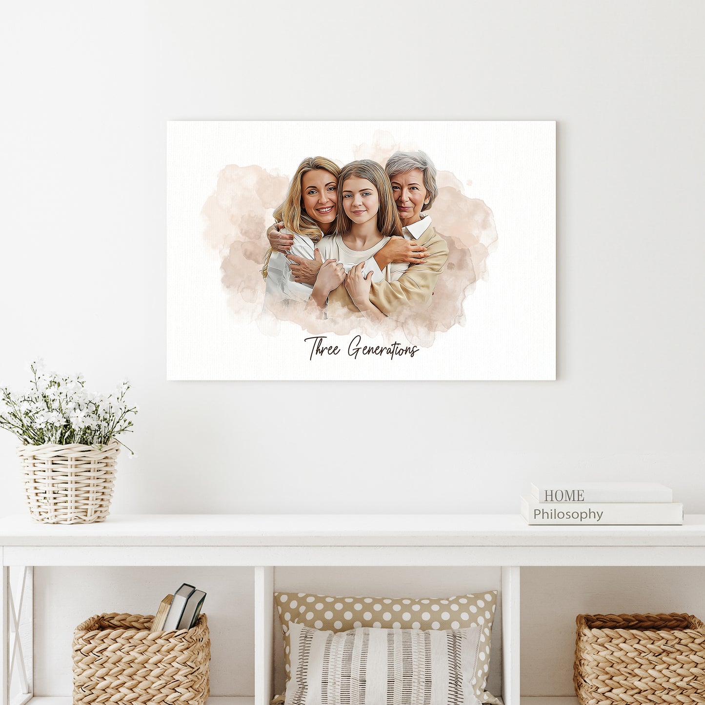 Mother's Day Watercolor Family Portrait Sign