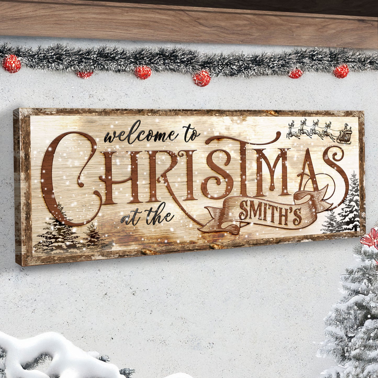 Family Welcome To Christmas Sign - Image by Tailored Canvases