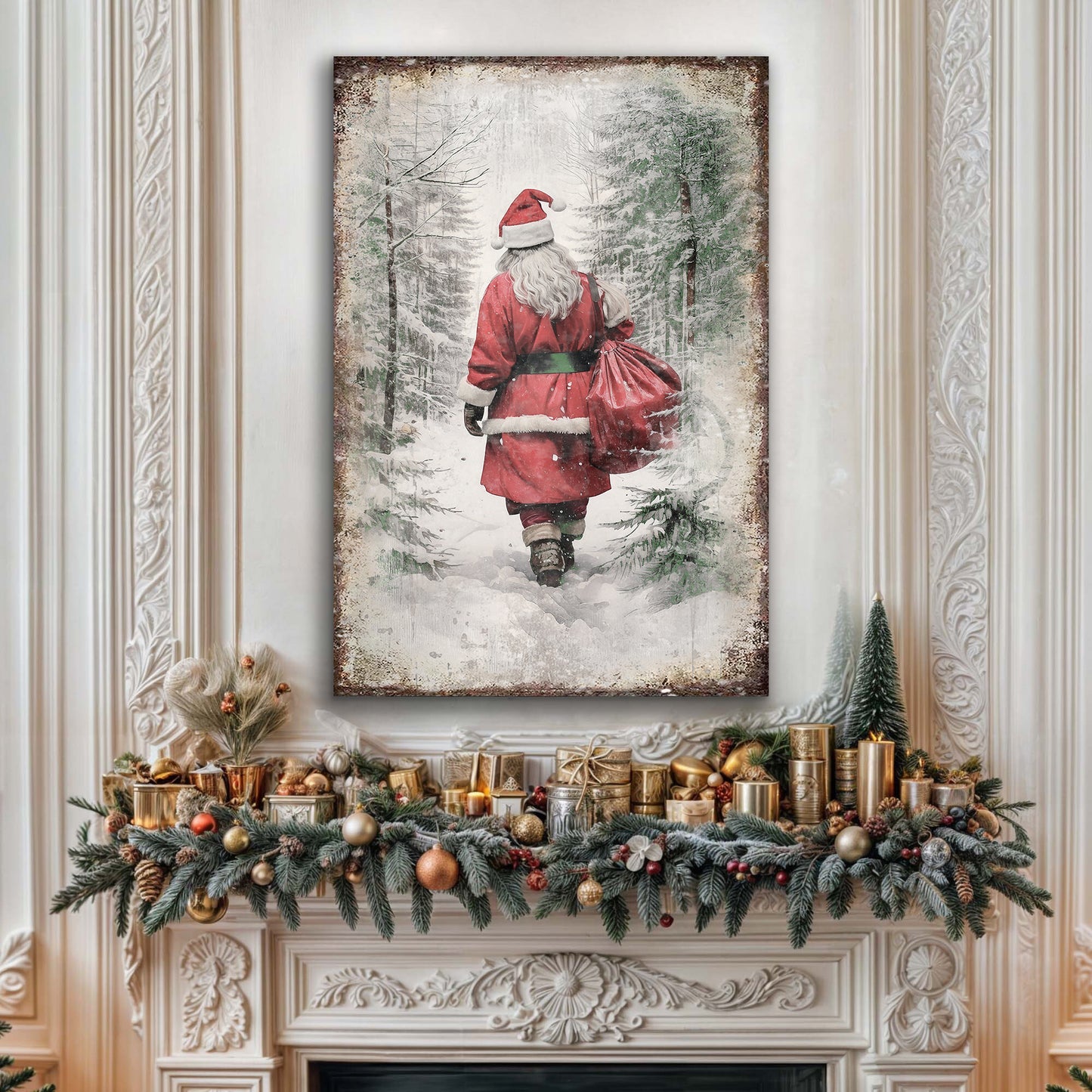 Vintage Christmas Santa Claus Wall Art V