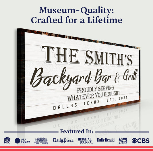 Backyard Bar & Grill Sign XIX Specs - Image by Tailored Canvases