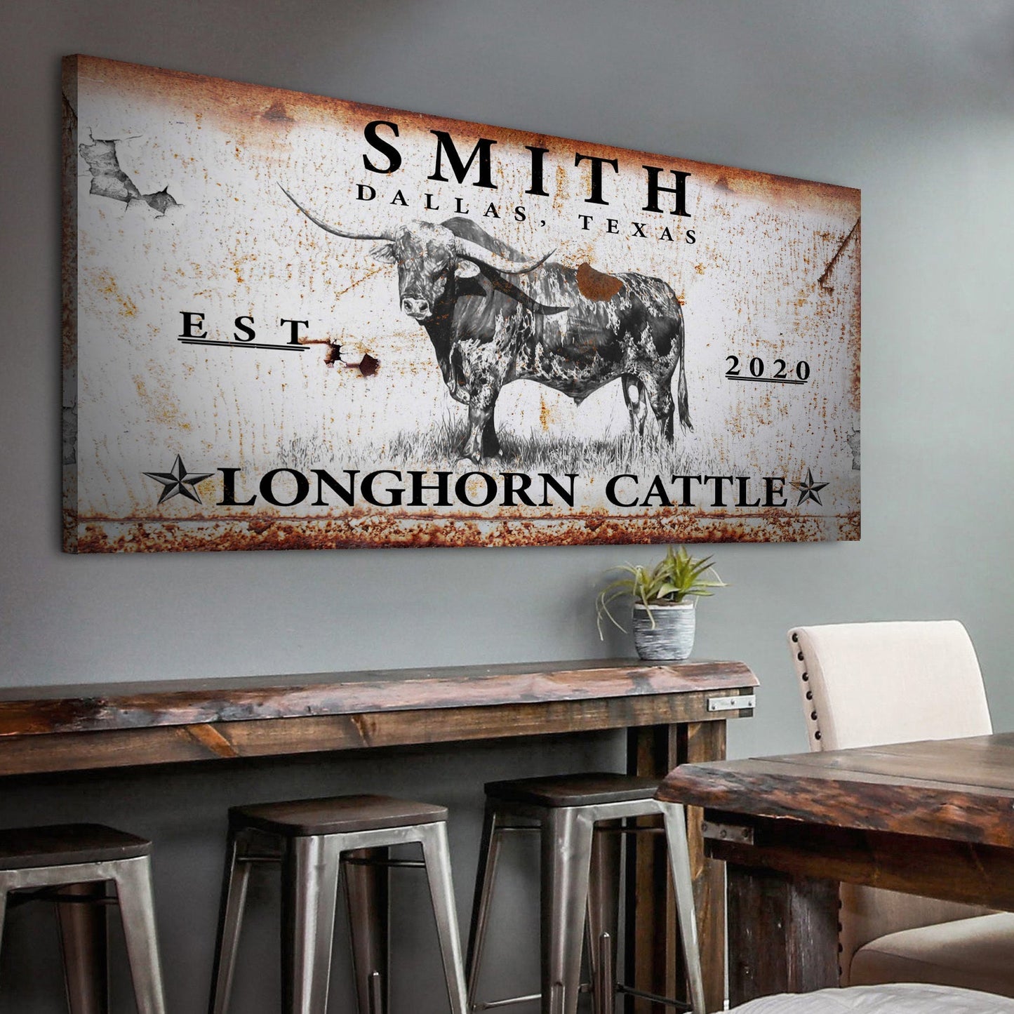 Longhorn Rustic Cattle Sign III