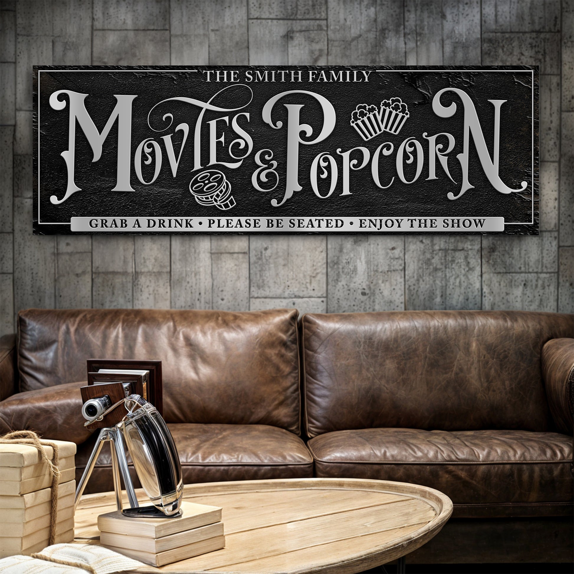 Personalized Movies & Popcorn Sign  - Image by Tailored Canvases