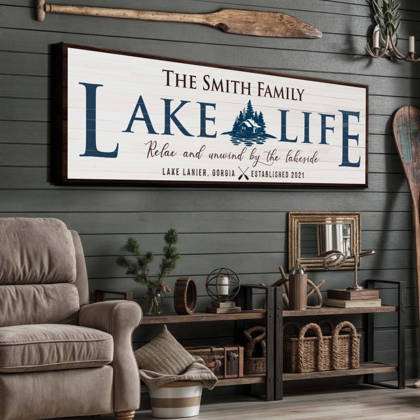 Personalized Lake Life Sign  - Image by Tailored Canvases