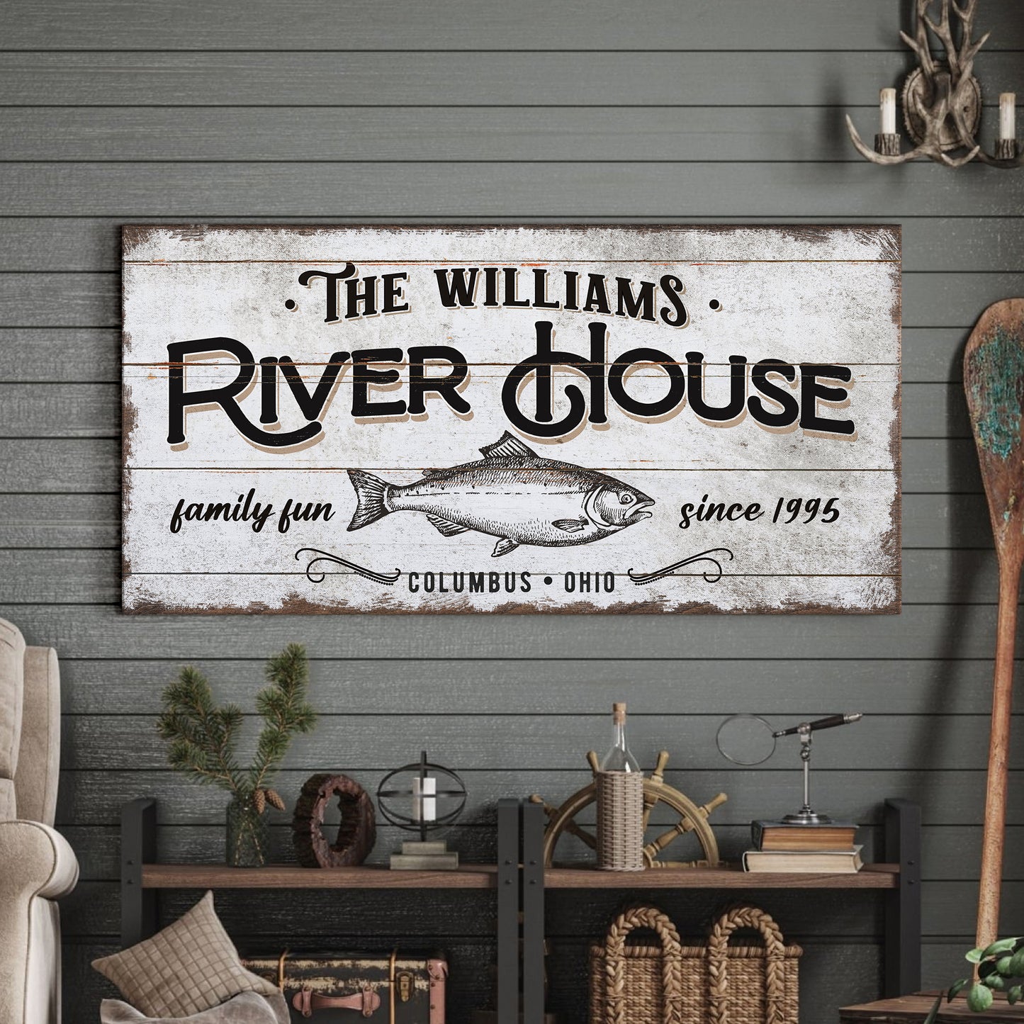 Personalized River House Sign Style 1 - Image by Tailored Canvases