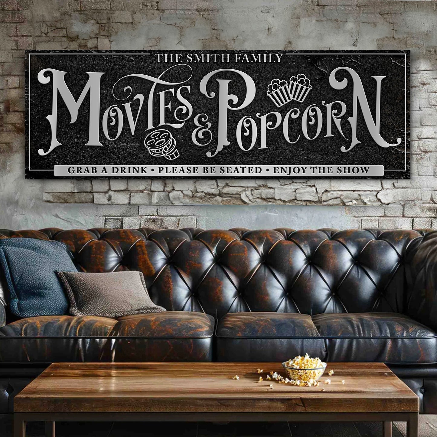 Personalized Movies & Popcorn Sign Style 1 - Image by Tailored Canvases