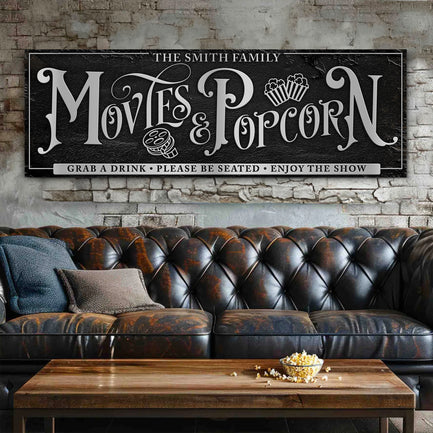 Personalized Movies & Popcorn Sign - Image by Tailored Canvases