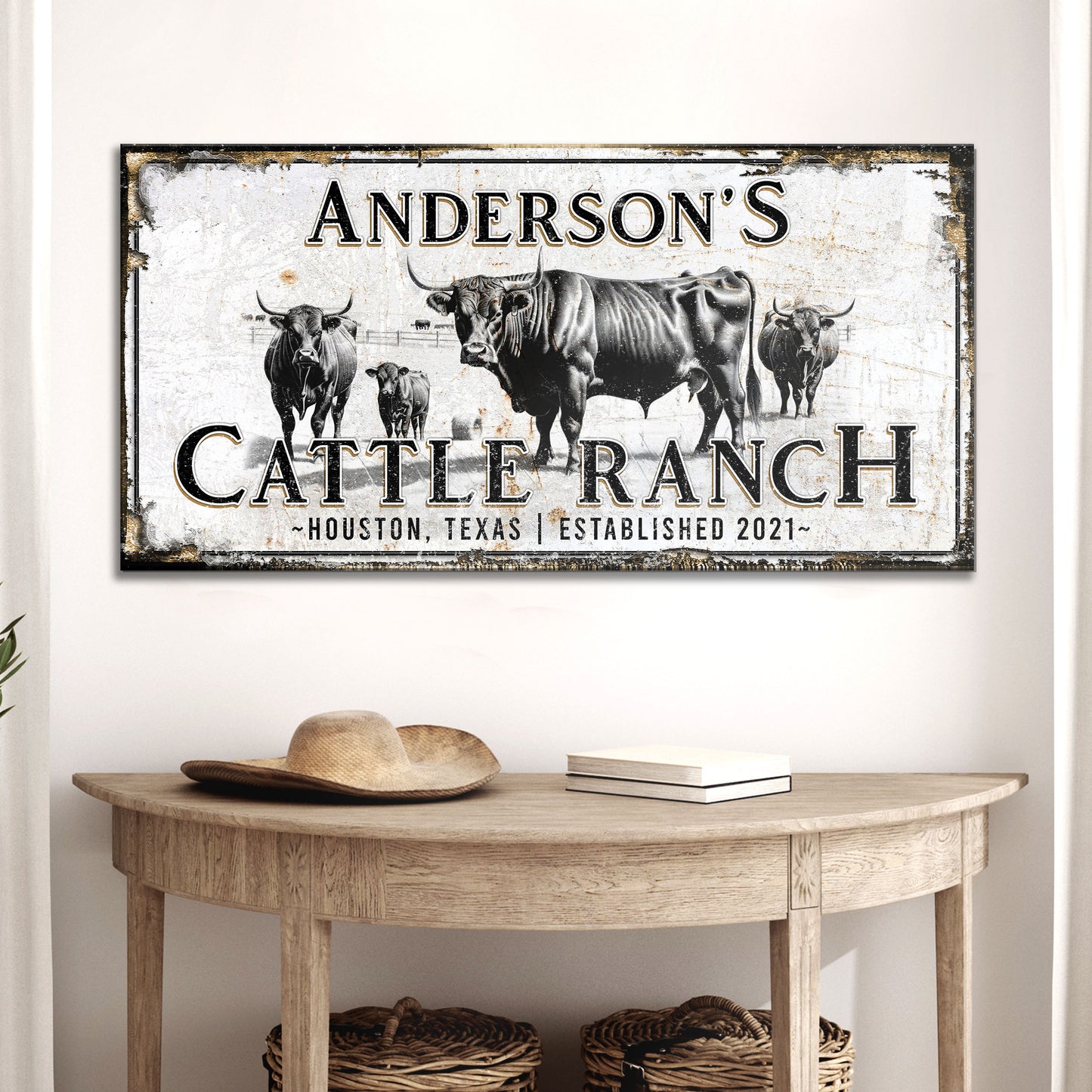 Personalized Cattle Sign Style 1 - Image by Tailored Canvases