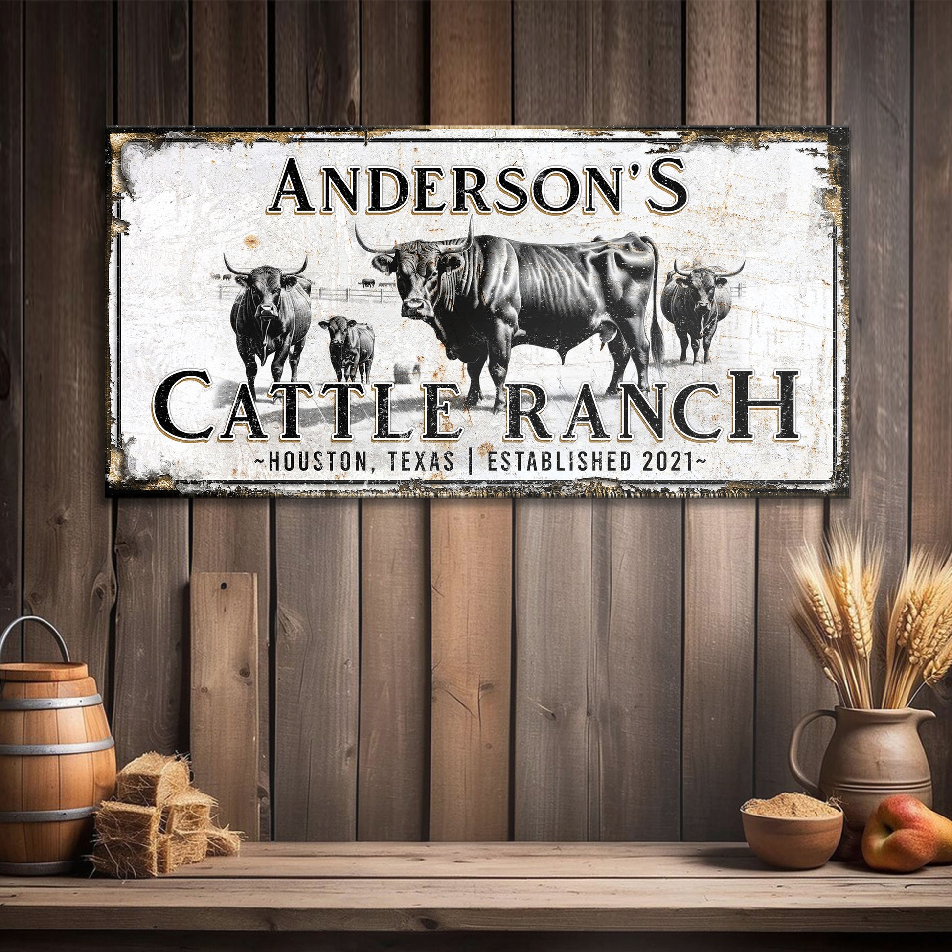 Personalized Cattle Sign Style 2 - Image by Tailored Canvases