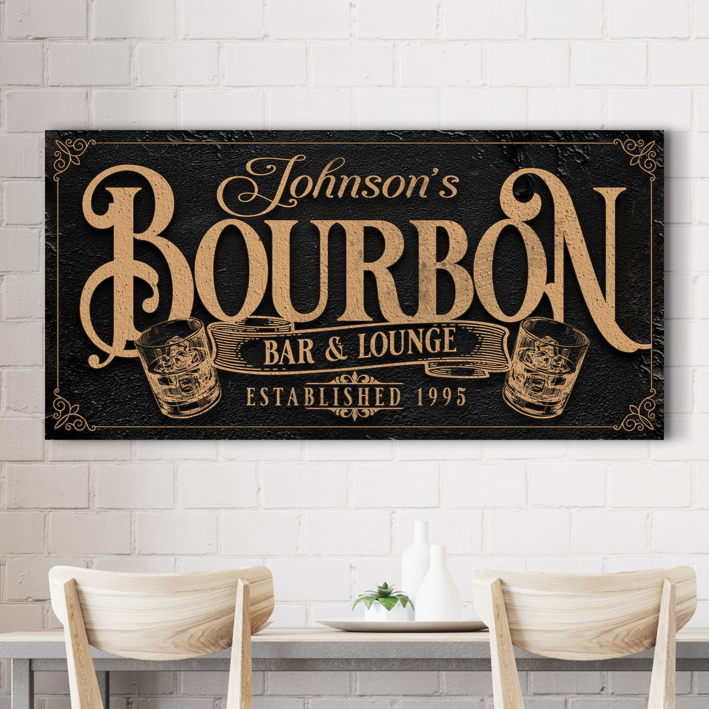 Personalized Bourbon Bar Sign II Style 1 - Image by Tailored Canvases