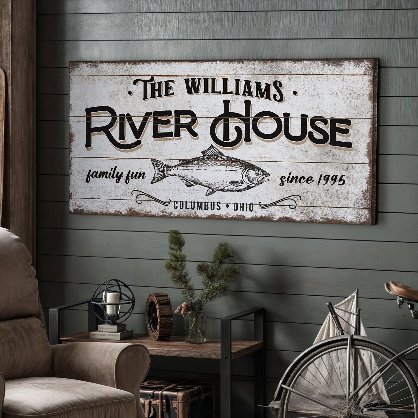 Personalized River House Sign Style 2 - Image by Tailored Canvases