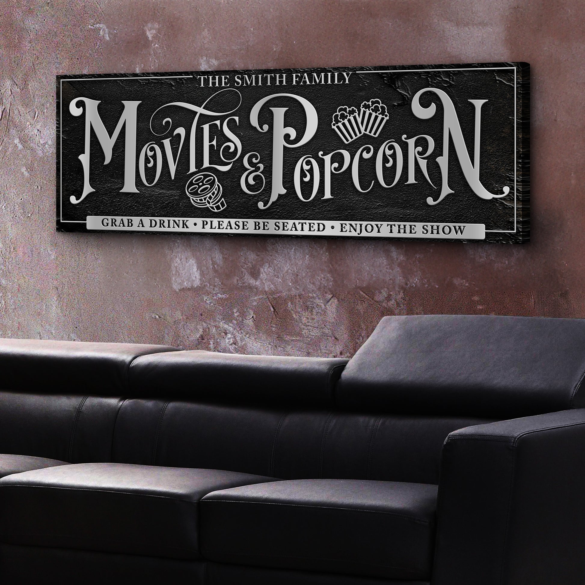 Personalized Movies & Popcorn Sign Style 2 - Image by Tailored Canvases