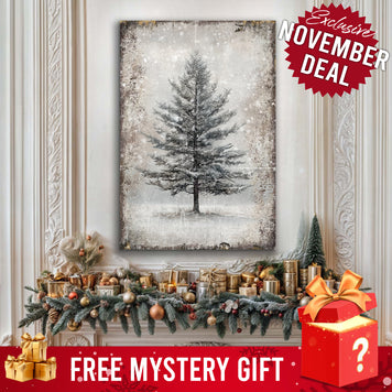 Vintage Christmas Tree Wall Art with Free Mystery Gift