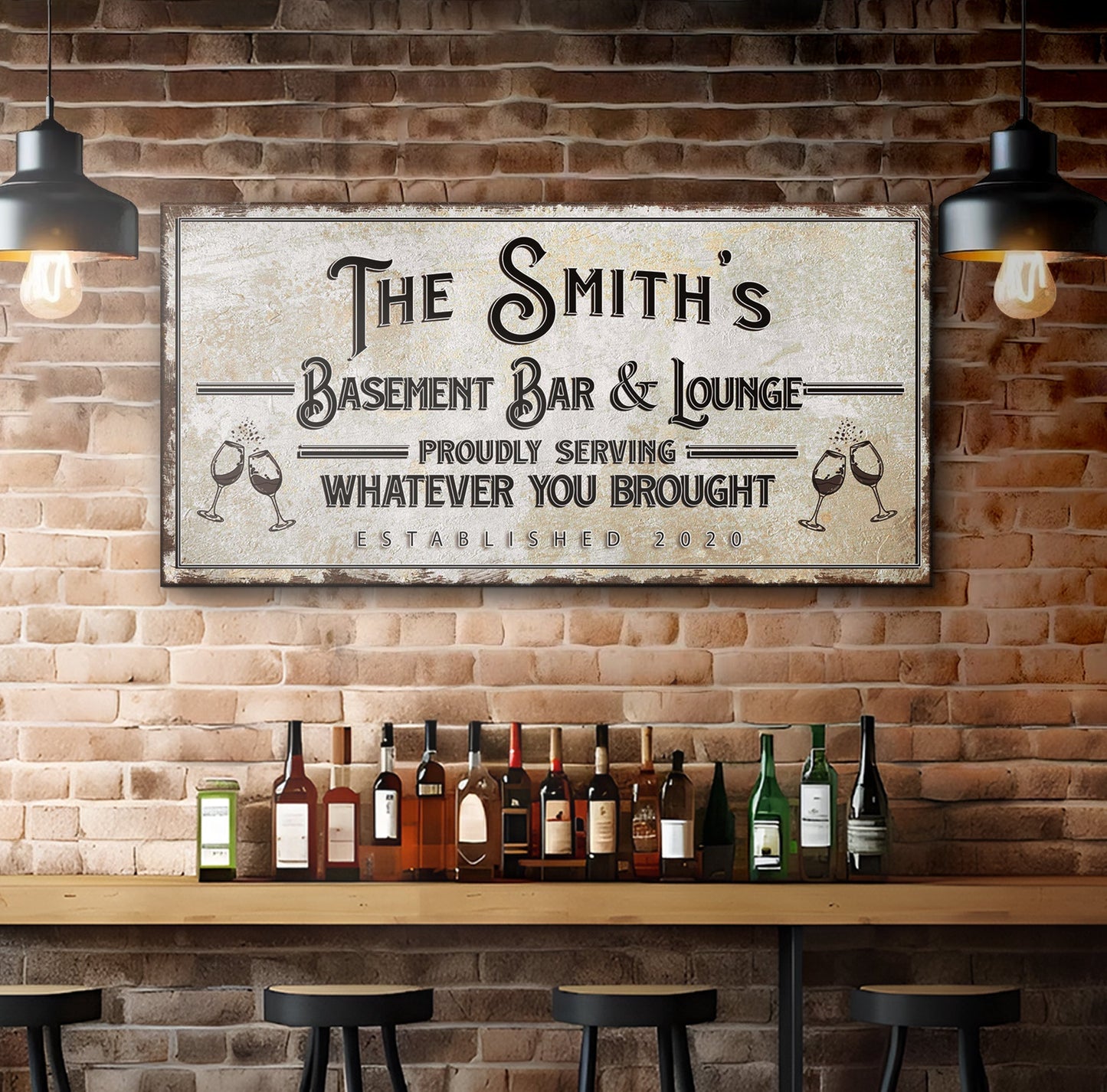 Personalized Basement Bar Sign: Rustic Modern Decor for Your Home Bar – Perfect Last Minute Anniversary Gift for Him