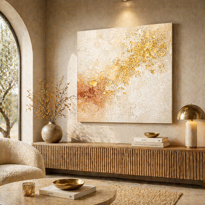 Warm Abstract — Cream, Gold, And Soft Terracotta