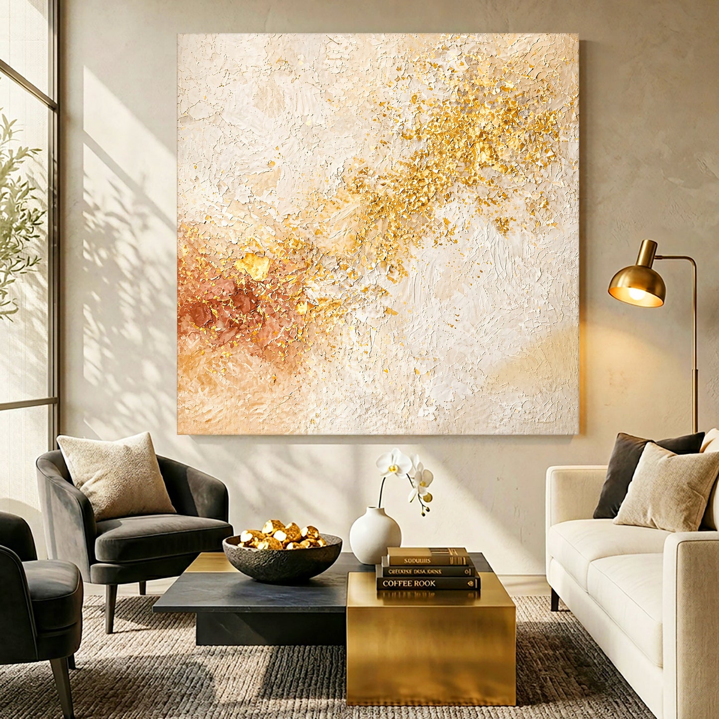 Warm Abstract — Cream, Gold, And Soft Terracotta