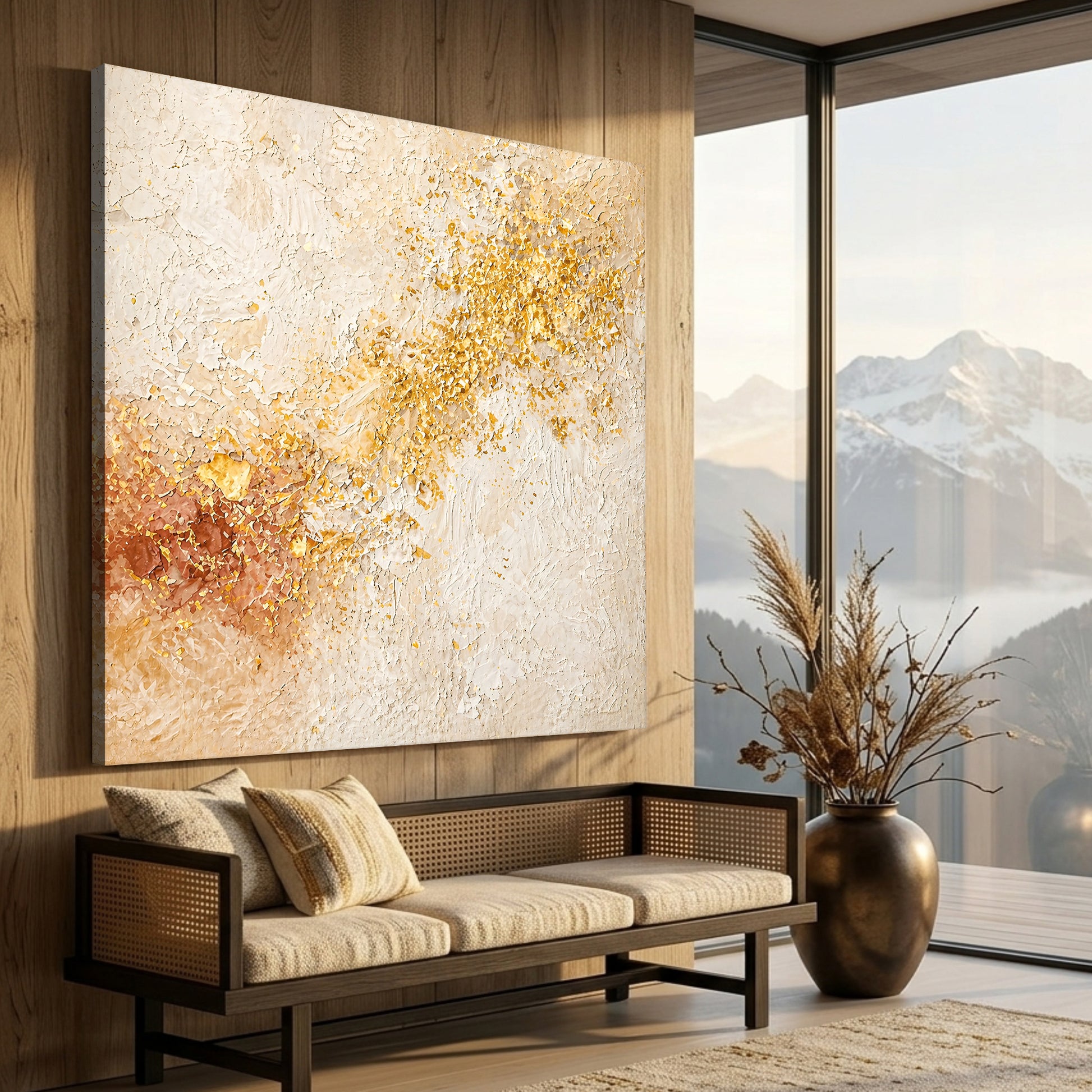 Warm Abstract — Cream, Gold, And Soft Terracotta