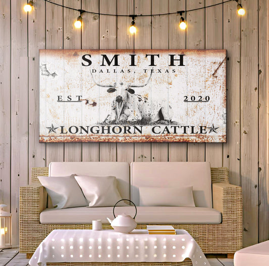 Longhorn Rustic Cattle Sign