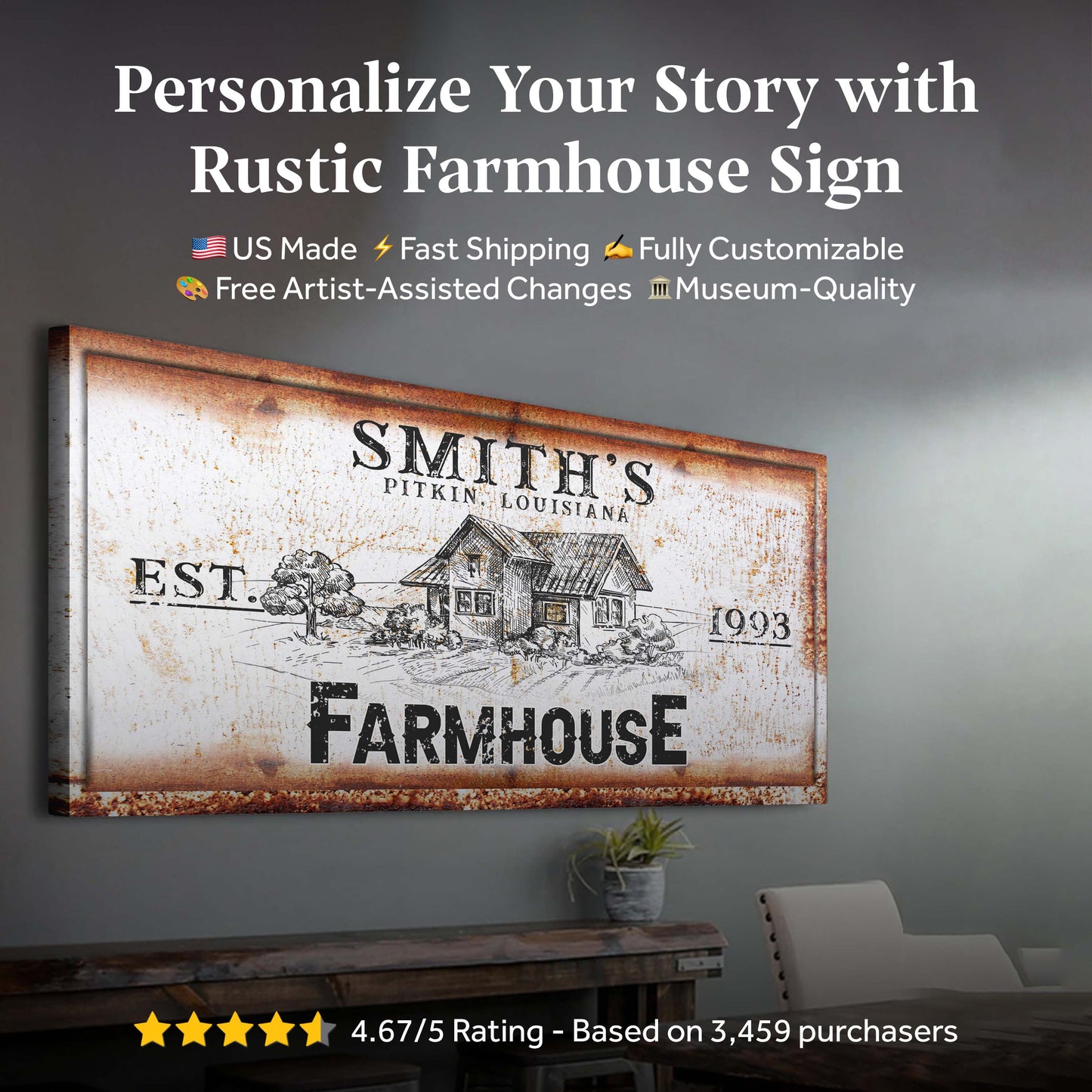 Rustic Farmhouse Personalized Sign II