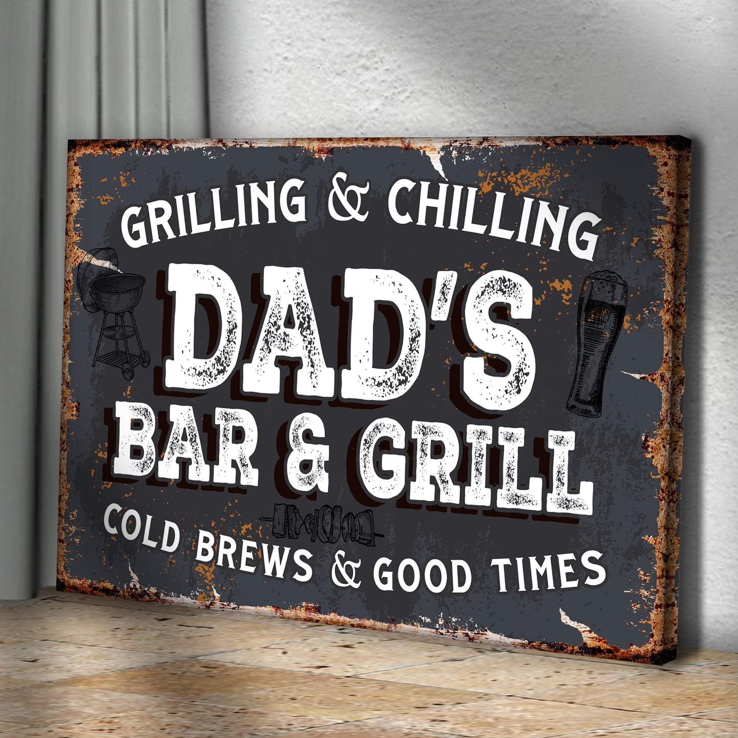 Dad's Bar And Grill Sign Style 2 - Image by Tailored Canvases