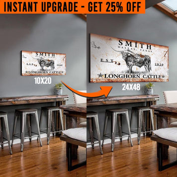 Upgrade Your 'Long Horn' (Style 3) Canvas To 24x48 Inches