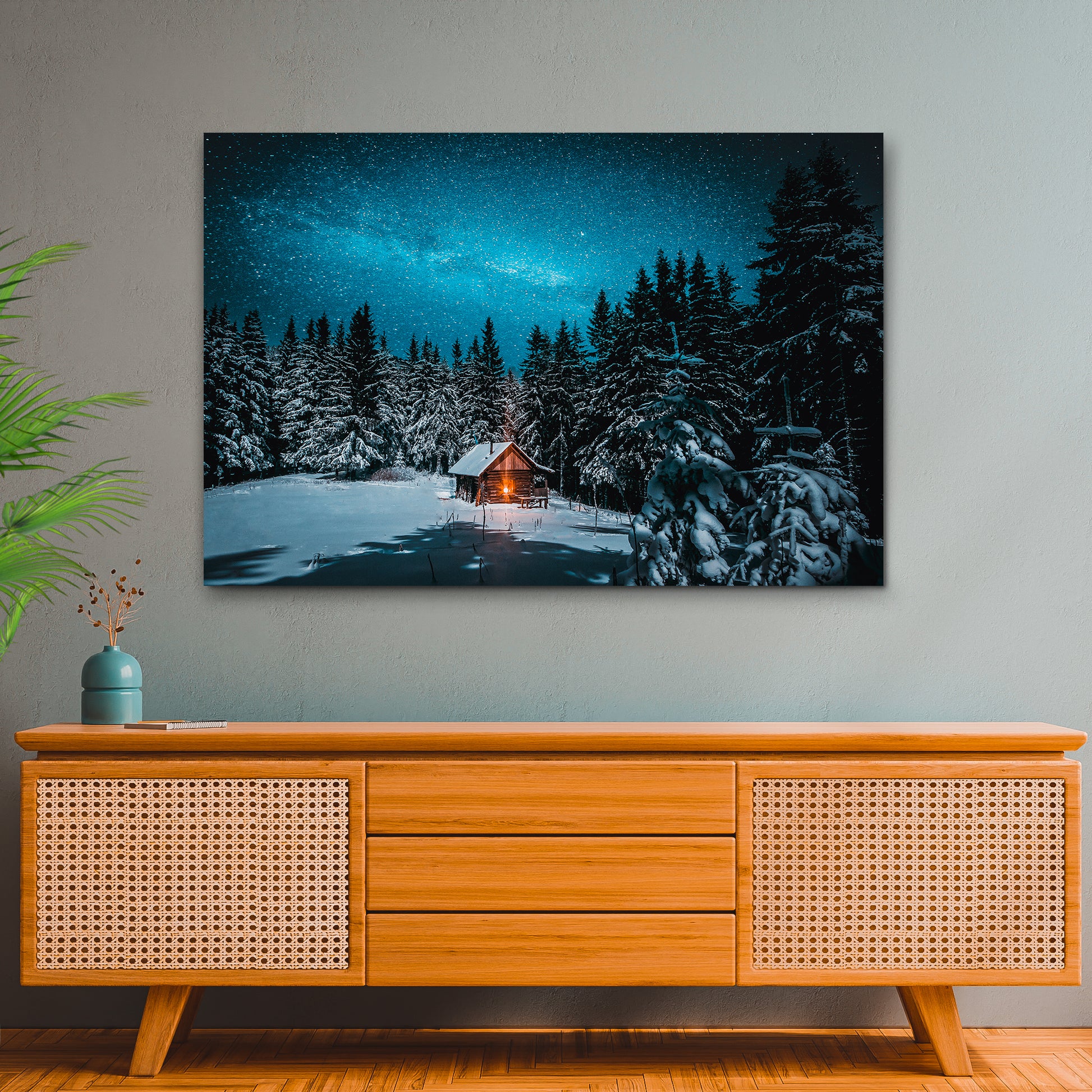 Starry Winter Forest Canvas Wall Art Style 2 - Image by Tailored Canvases