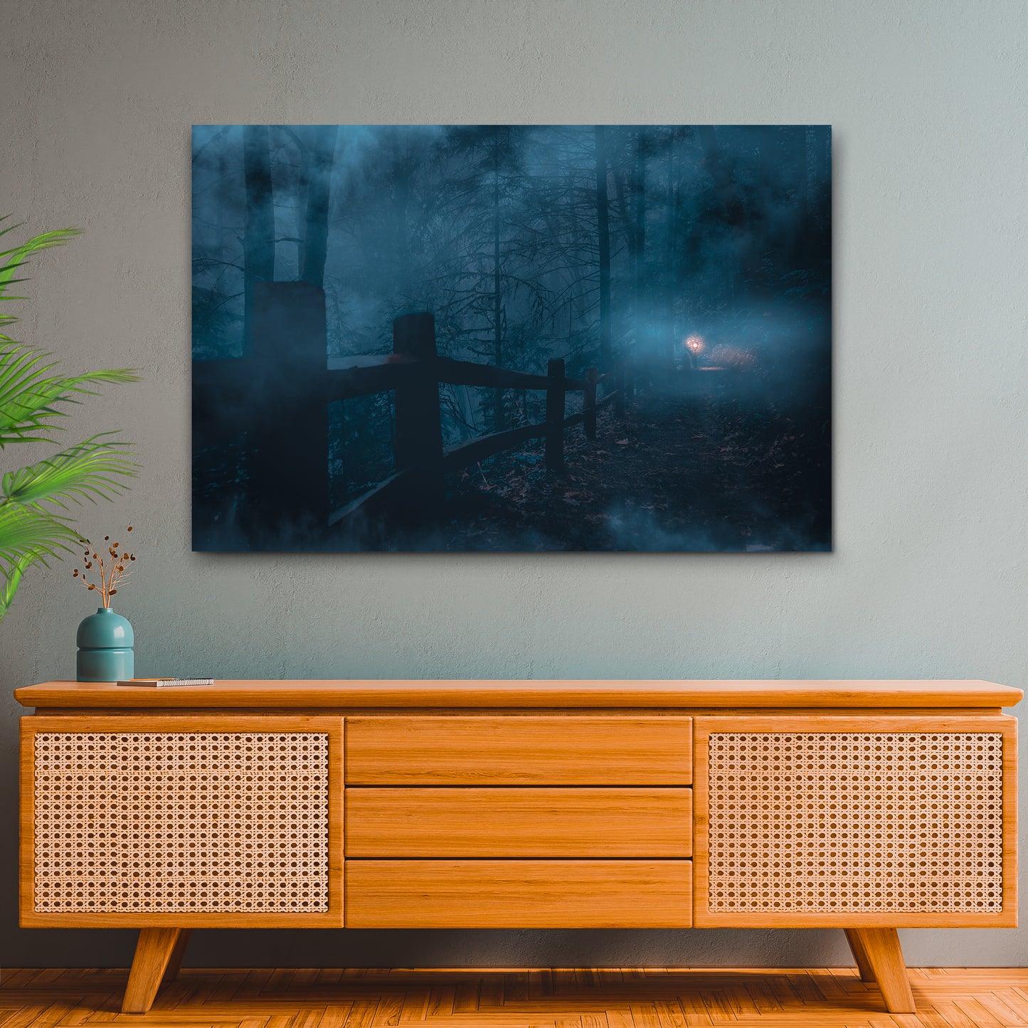 Foggy Night Forest Canvas Wall Art Style 2 - Image by Tailored Canvases