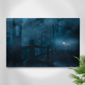 Foggy Night Forest Canvas Wall Art