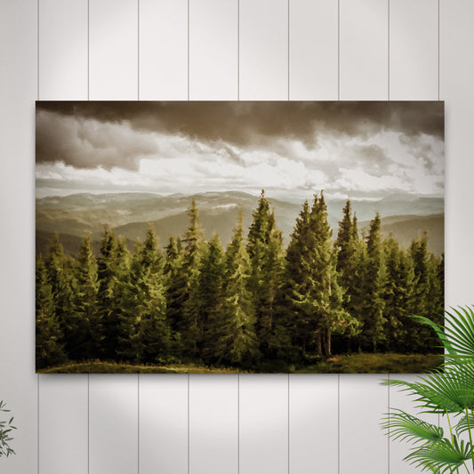Vintage Pine Tree Forest Canvas Wall Art - Image by Tailored Canvases