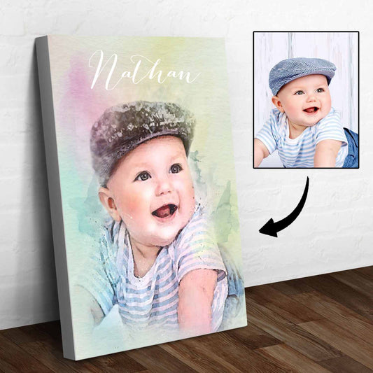 Baby Watercolor Portrait Sign - Image by Tailored Canvases
