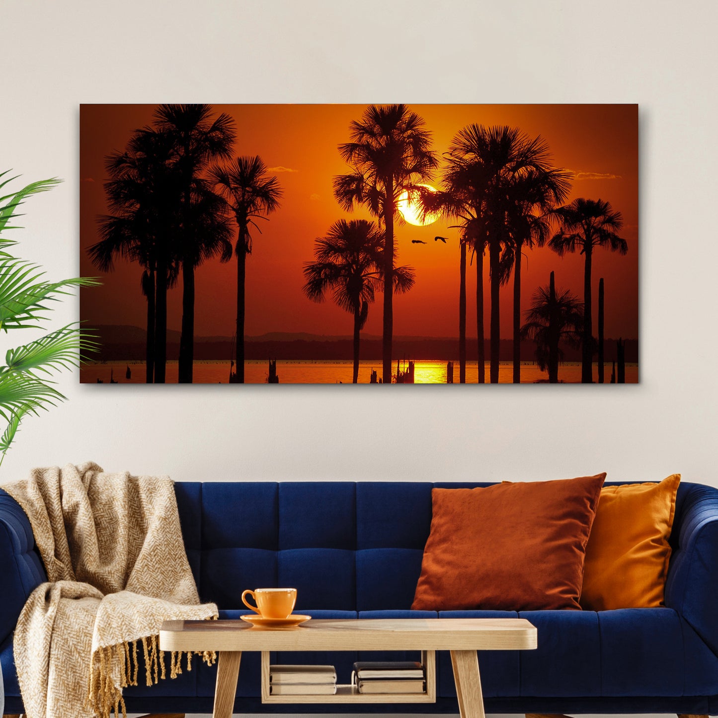 Sunset Palm Beach Canvas Wall Art Style 2 - Image by Tailored Canvases
