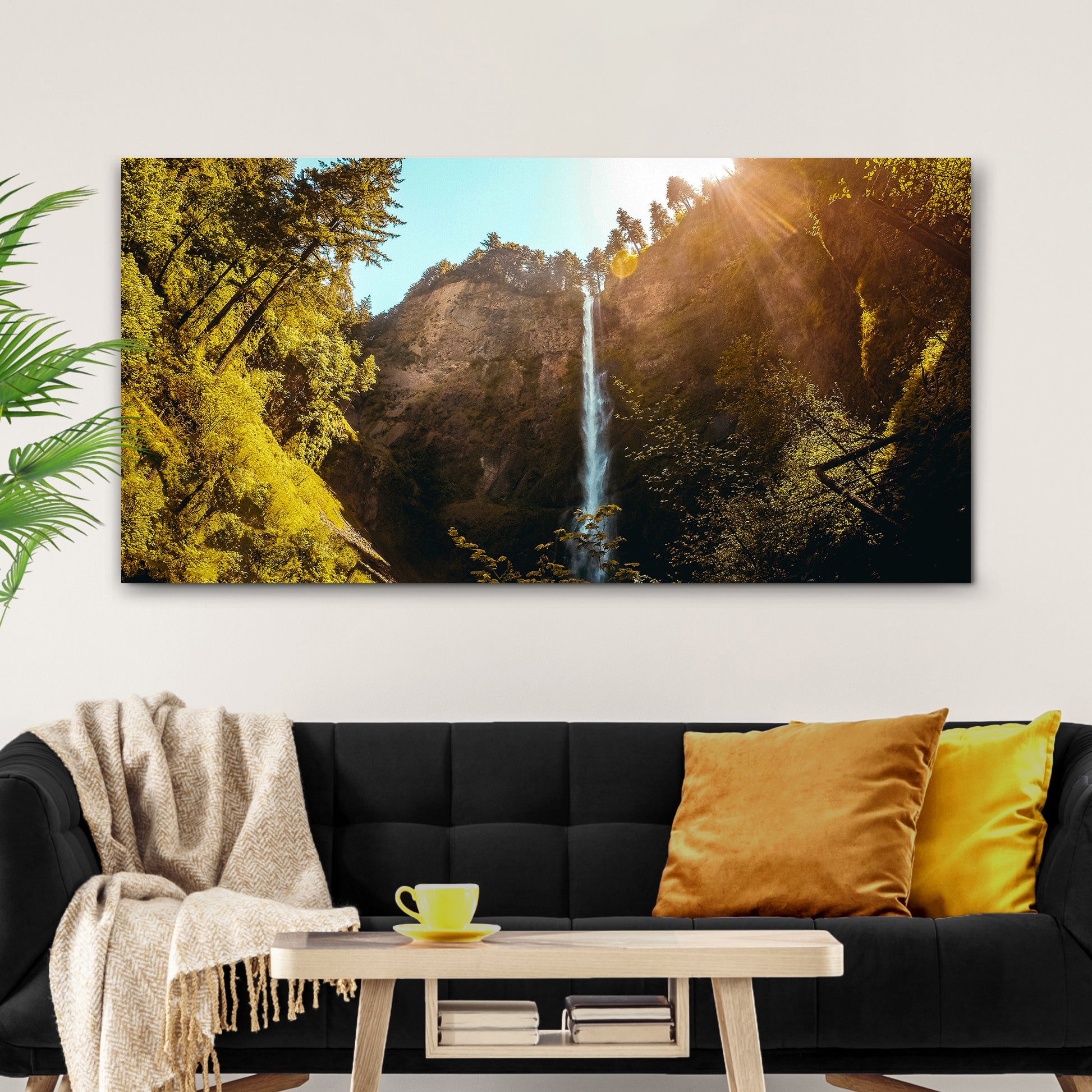 High Mountain Waterfall Canvas Wall Art Style 2 - Image by Tailored Canvases