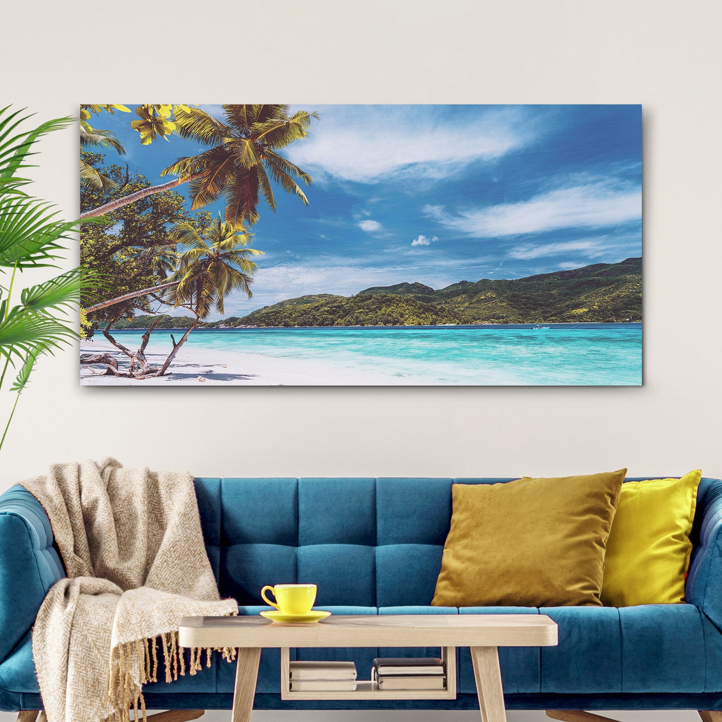 Palm Trees On Tropical Beach Canvas Wall Art Style 2 - Image by Tailored Canvases
