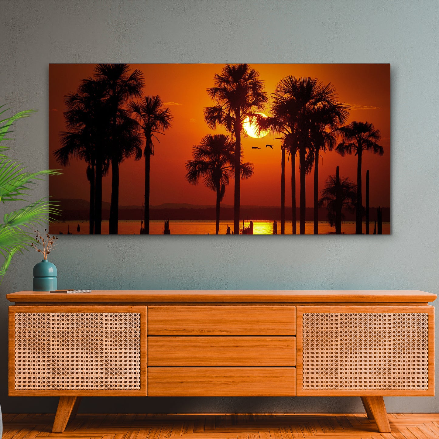 Sunset Palm Beach Canvas Wall Art - Image by Tailored Canvases